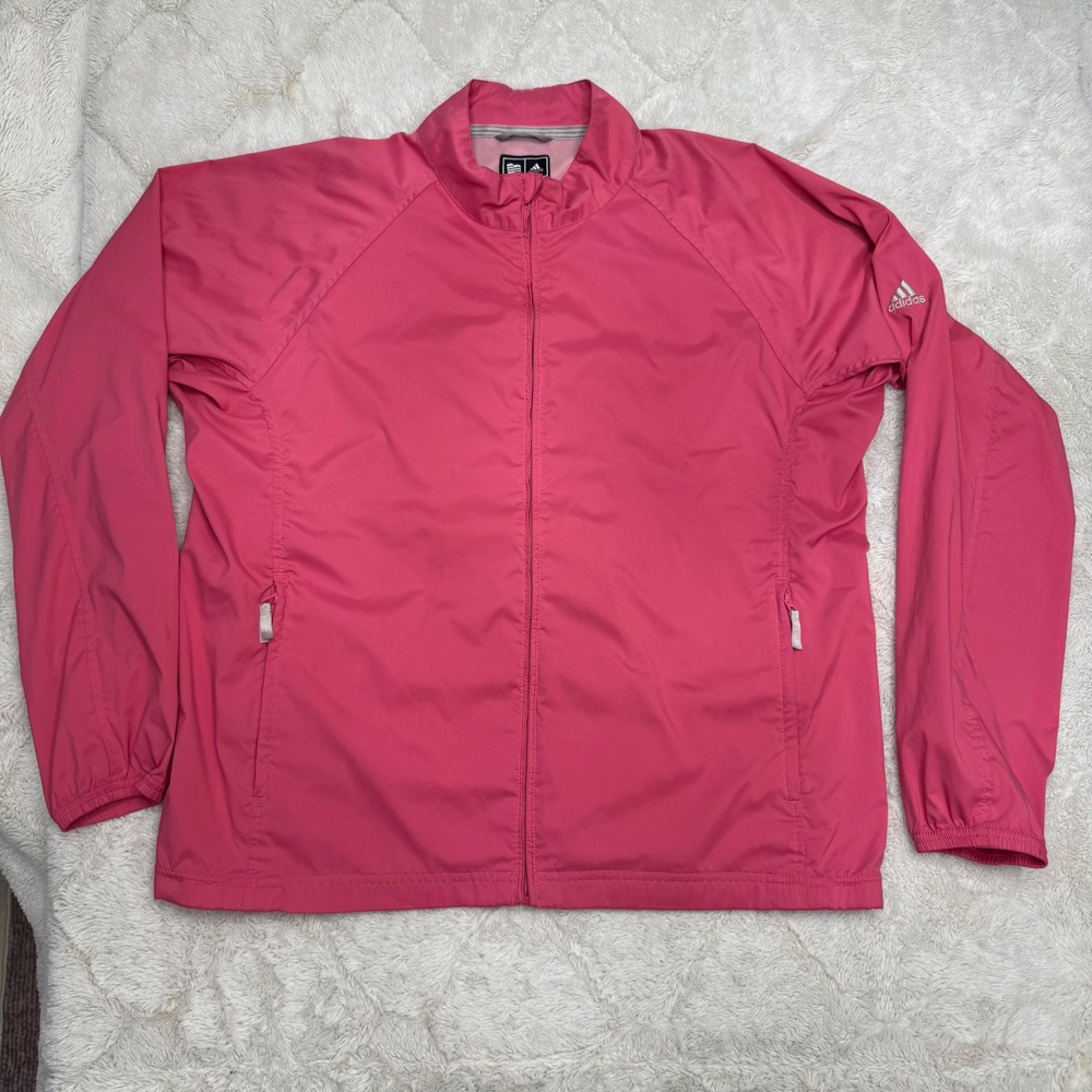 Adidas Pink Windbreaker Jacket Golf Full Zip Lightweight Mesh Y2K L Barbiecore